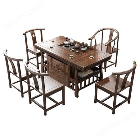 实木茶桌椅组合榆木茶台新中式功夫茶几家用茶具套装一体喝泡茶桌