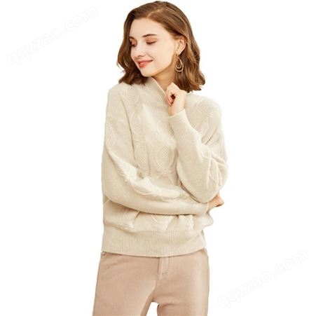 冬季新款加厚保暖山羊绒蝙蝠衫半高领气质显瘦宽松时尚针织毛衣女