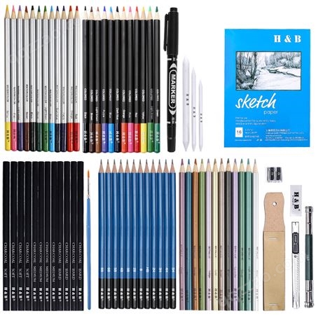 H&B71件素描铅笔艺术套装 美术绘图彩色笔 绘画用品制造批发商